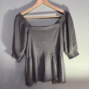 LOFT Black and White Babydoll Top NWT - Small